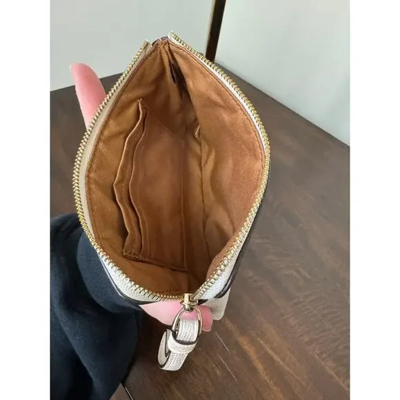 Coach Corner Zip Wristlet Gold/Chalk (off white/cream) NWOT - Picture 7 of 8